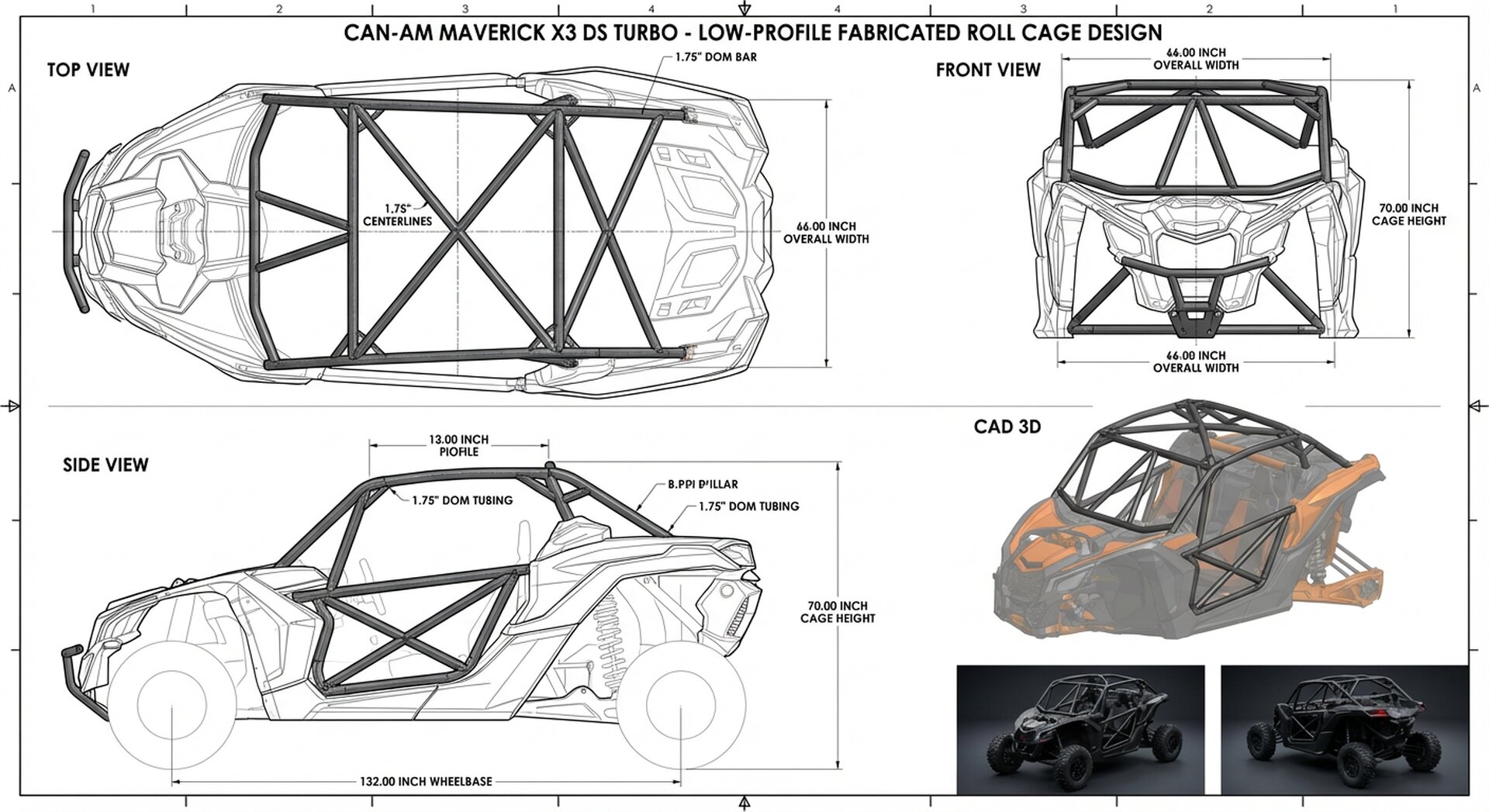 Precision-Engineered Low-Profile Roll Cage Design – Can-Am Maverick X3 DS