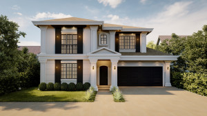 PLEASE REMODEL a FRONT and REAR ELEVATION to Create a MODERN CLASSIC VILLA for the Front and Rear Exterior View