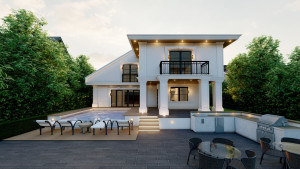 PLEASE REMODEL a FRONT and REAR ELEVATION to Create a MODERN CLASSIC VILLA for the Front and Rear Exterior View