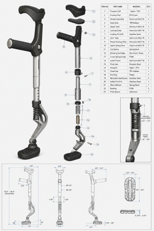 StrideAssist 2.0 – Medical Mobility Device CAD Design & Engineering Model