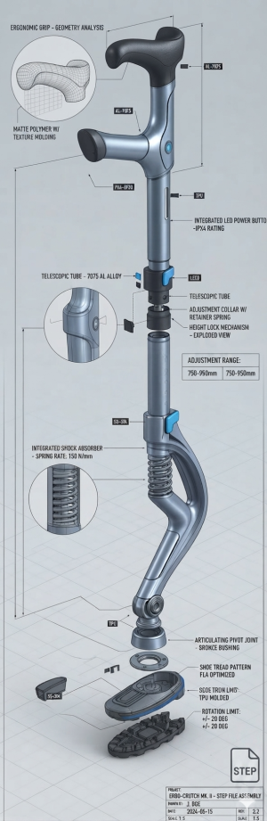 StrideAssist 2.0 – Medical Mobility Device CAD Design & Engineering Model