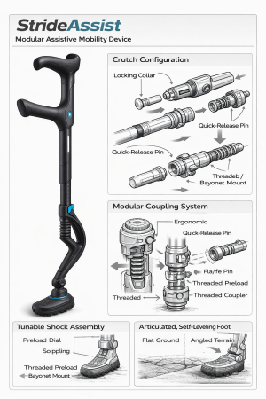 StrideAssist 2.0 – Medical Mobility Device CAD Design & Engineering Model
